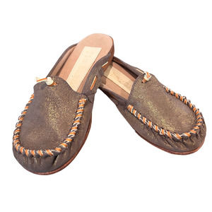 Jim Barnier Women's Size 9 Moc Clog Brown Gold Distress Leather Free People New